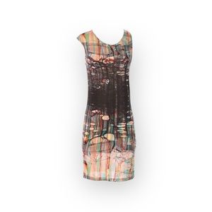 new Ostwald Helgason ➤ Edgy Silk Rip Print Dress ➤ Asymmetrical Sleeves ➤ Color